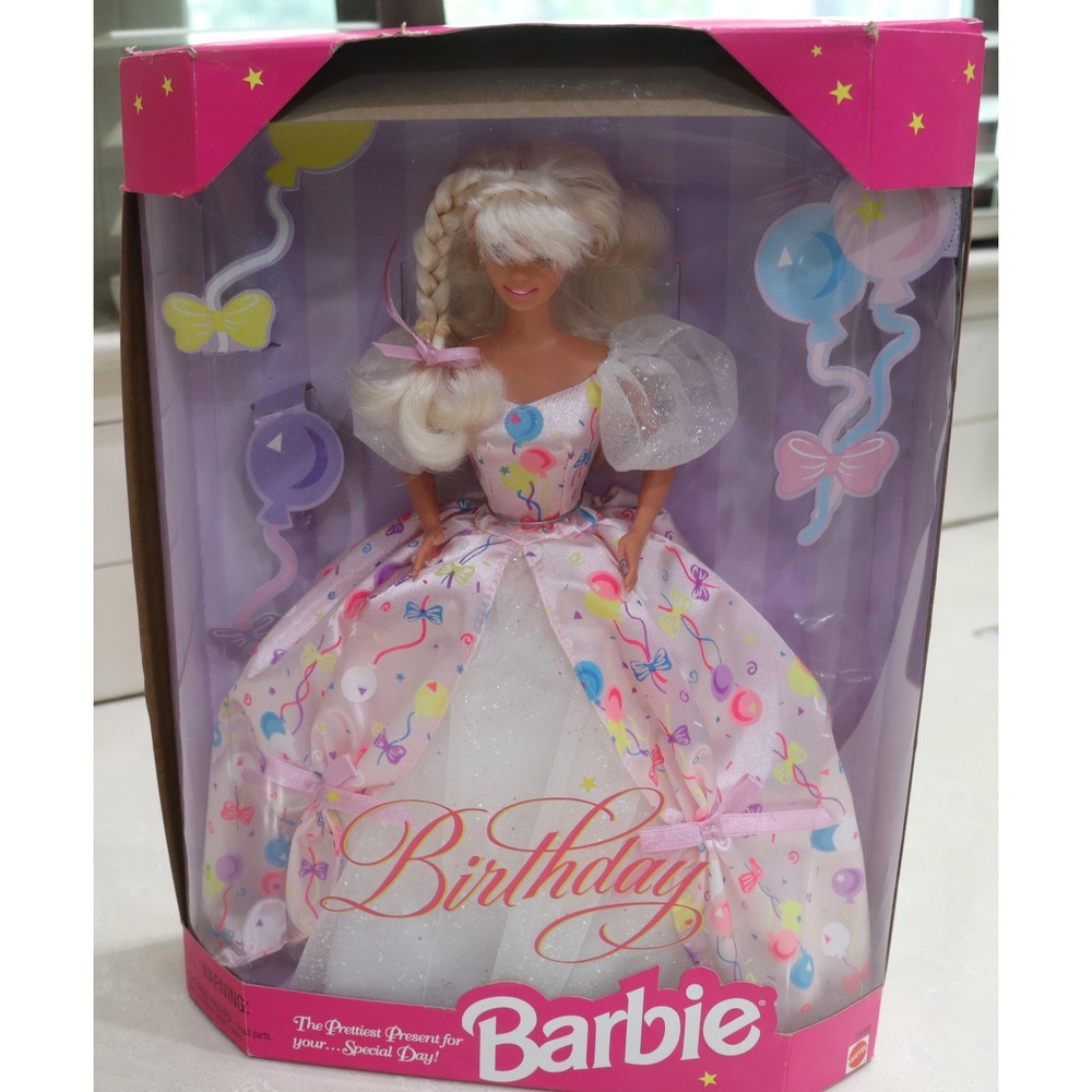 Vintage 1996 Birthday Barbie Doll Mattel 15998 Pink Balloon Gown in Box